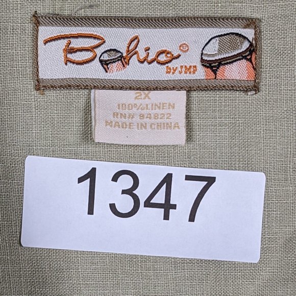 BAHIO* Men's Short Sleeve Button Down Straight Hem 100% Linen Shirt~ Size 2X - Picture 4 of 15